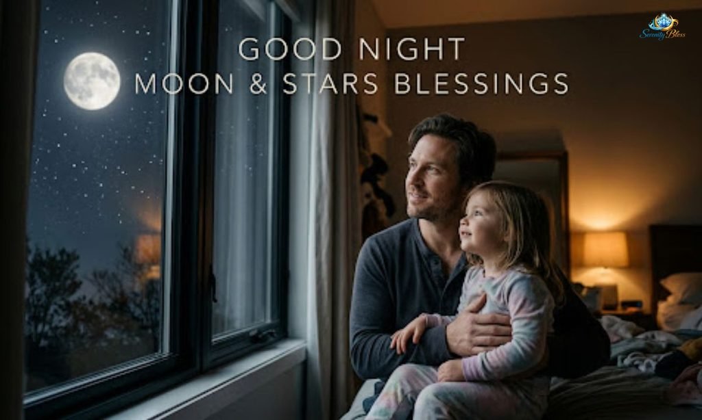 Good Night Blessings Images with Moon and Stars